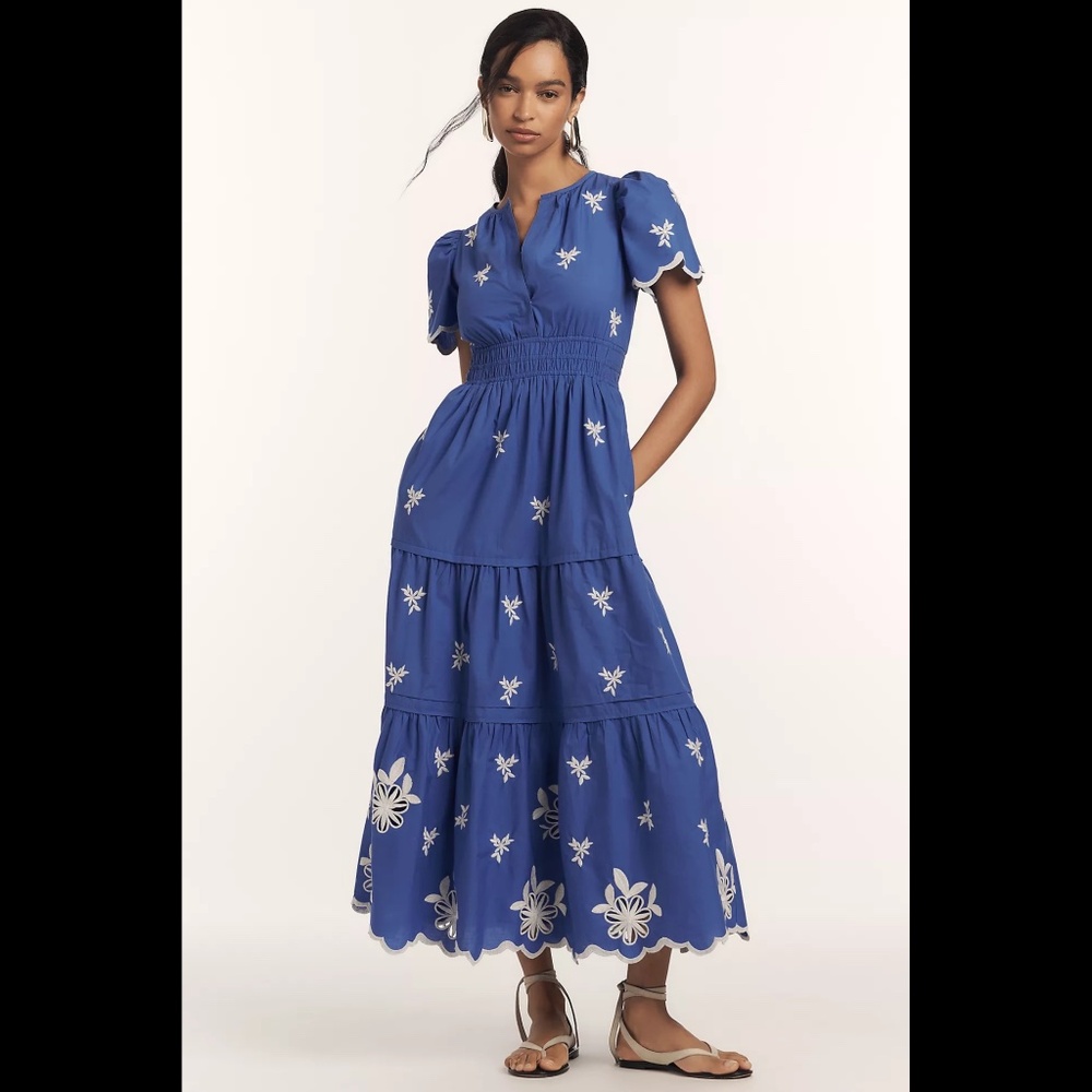 Anthropologie The Somerset Embroidered Maxi Dress